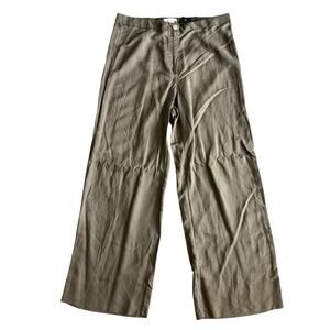 H&M LINEN BLEND OLIVE GREEN TROUSERS NWT SIZE US 10